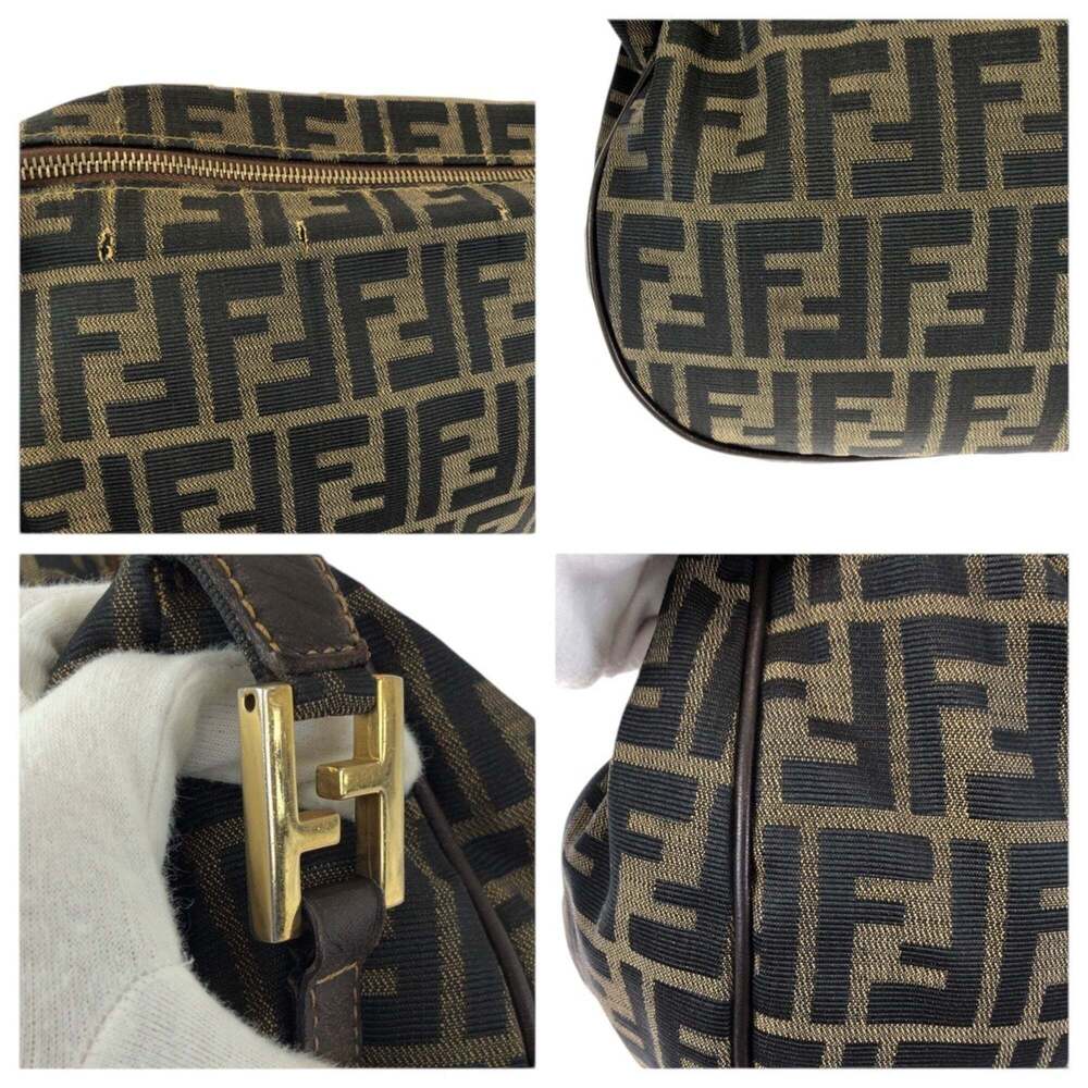 FENDI Brown Leather Zucca Messenger Shoulder Bag - Picture 5 of 10